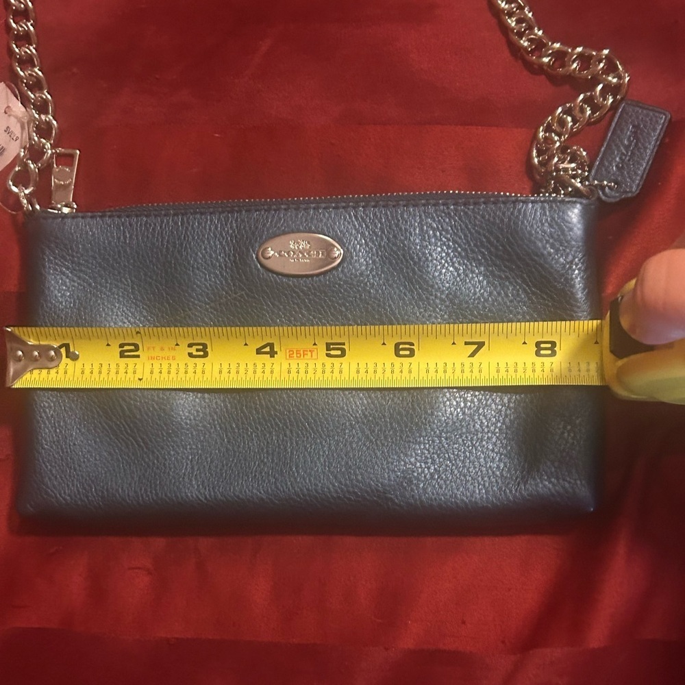 Coach Quinn  Blue pebble  Leather Crossbody Bag - Picture 11 of 12